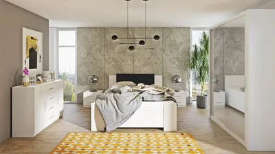 Obrázok produktu pre Spálňová zostava s posteľou 160x200 CORTLAND 2 - biela / čierna