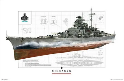 Produktbild von World of Warships Poster Schlachtschiff Bismarck 91,5 x 61 cm