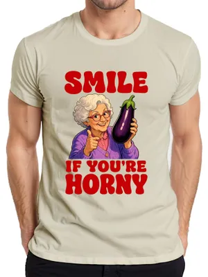Produktbild von Smile If You're Horny Oma Aubergine Witzig Statement Sarkasmus Herren T-Shirt, Natur, XL