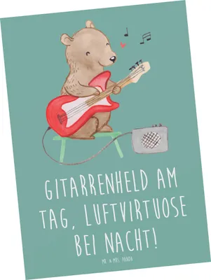 Produktbild von Mr. & Mrs. Panda Postkarte Gitarrenheld - Meeresbrise - Geschenk, Musik, Freiheit, Musiker, Abenteuer, Akustik, Ansichtskarte, Lernen, Liebe, Grußkarte, Ansichtskarten
