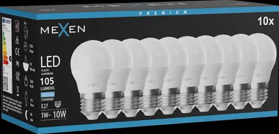 Produktbild von Mexen Nova 10x LED-Glühbirne E27, G45, 1W, Kaltweiß - 6500K, 105 lm - L101-E27-0165-01x10
