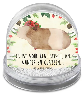 Produktbild von Mr. & Mrs. Panda Weihnachts Schneekugel Meerschweinchen Weisheit - Naturpapier - Geschenk, Wunder, Winter-Schneekugel, dekoartikel, Lustige Sprüche, schnee kugel, Spruch