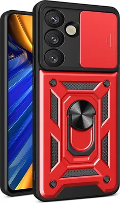 Produktbild von Hybrid Armor Camshield Hülle Mit Kameraabdeckung Und Metallring Für Samsung Galaxy S25 - Rot