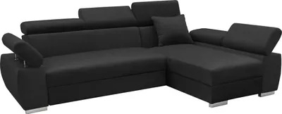 Produktbild von MEBLE-LUX - Ecksofa OTTO, Eckcouch mit Schlaffunktion, Federkern, Verstellbare Kopfstützen, Einfacher Klappmechanismus, Bettfunktion, Zusätzlicher Stauraum, Plüsch Anthrazit, Rechts