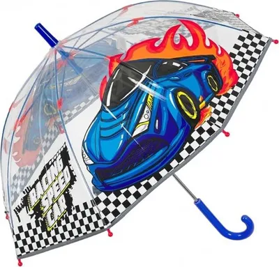 Immagine prodotto di Ombrello trasparente riflettente per bambini Perletti Cool Kids "Racing Car", 15654