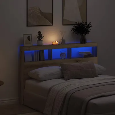 Produktbild von Möbel LED-Kopfteil mit Ablagen Artisan-Eiche 160x17x102 cm - Kopfteile 863132
