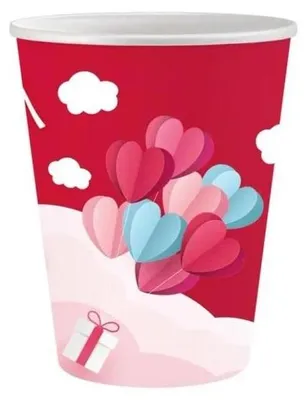 Zdjęcie produktu dla Kubeczki papierowe z Love 250ml 6 sztuk - Godan