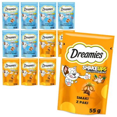 Zdjęcie produktu dla Dreamies Shake Ups Multivitamins 12x55g Przysmak Dla Kota Mix Smaków Kurczak Owoce Morza