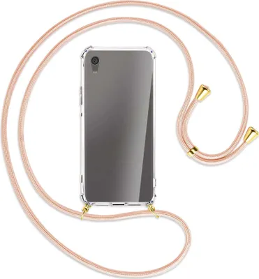 Produktbild von Handykette Backcover-Schutzhülle mit Band (Metall goldfarben) für Sony Xperia XA1 Ultra - rose peach