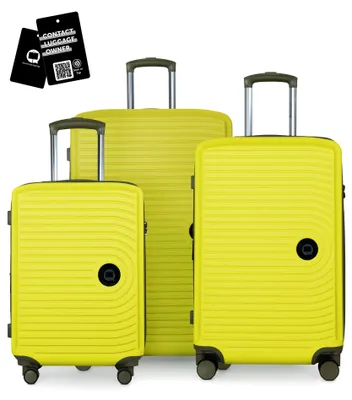 Immagine prodotto di Hauptstadtkoffer MITTE - Set bagagli 3 valigie di diverse dimensioni + etichetta digitale per bagagli, trolley da viaggio con espansione XL Set di valigie Bagagli da stiva, Lemon