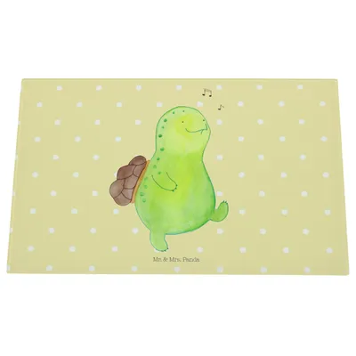 Produktbild von Mr. & Mrs. Panda schneidbrett Schildkröte Pfeifen - Gelb Pastell - Geschenk, Glas Schneideplatte, Trennung, Schneidebrett Aus, Schildkröten, Glück, Glasschneidebrett