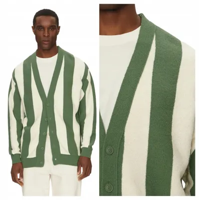 Immagine prodotto di Mustang | Cardigan da uomo Edgar, cotone, a righe verdi, taglia M
