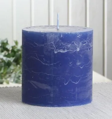Produktbild von Rustik-Stumpenkerze in Blau, 10 x 10 cm Ø