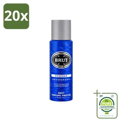 Productafbeelding van 20 x Brut Oceans Deodorant Spray - 200 ml - Grote verpakking - 20 stuks