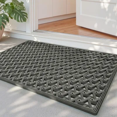 Image de Paillasson extérieur, dimensions 48 x 75 cm, gris, antidérapant, imperméable, pour l'entrée