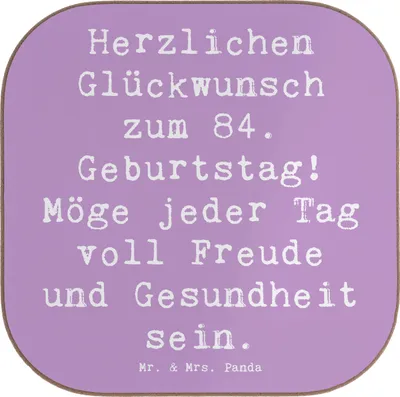 Produktbild von Mr. & Mrs. Panda Untersetzer für Gläser Spruch 84. Geburtstag - Lavendeltraum - Geschenk, Tasse, Tassenuntersetzer, besondere Geschenkideen, Coaster, Jubiläum, Alter