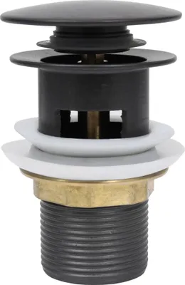 A close-up studio shot of a bathroom drain assembly.