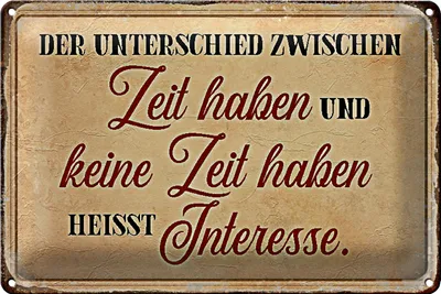Produktbild von Blechschild Spruch 30x20cm Unterschied Zeit haben