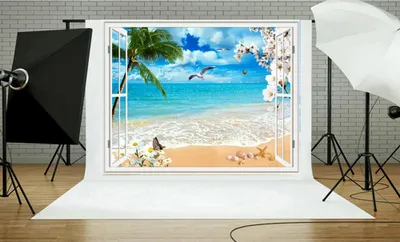 Image de Fond d'écran photo 3D, plage, paysage marin, halo onirique, toile de fond pour studio de photographie