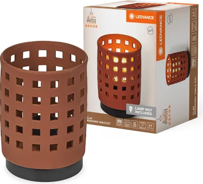 Produktbild von Ledvance Tischleuchte Decor Clay Windows Table Ton braun max. 6W E27 Textilkabel