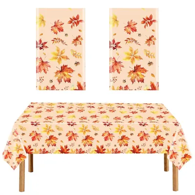 2er-Set Herbsttischdecke 137x274 cm, Ahornblatt-Motiv, Kunststoff