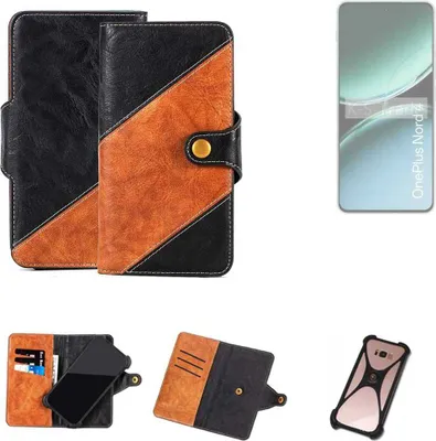 Produktbild von K-S-Trade Handyhülle Schutzhülle Bookstyle Case Wallet-Case kompatibel mit OnePlus Nord 4 Handy Cover Bumper Klapphülle schwarz hellbraun 1x