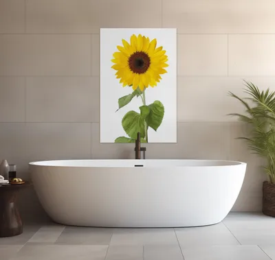 Produktbild von Wallario wasserfestes Poster selbstklebend 91,50 x 61 cm, Sonnenblume, Badezimmerposter Spritzschutz mit Hochglanzoberfläche in Glasoptik