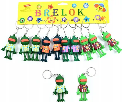 Produktbild von Frosch Schlüsselanhänger Set 12 Stück - Grüner Gummi Anhänger für Tasche & Schlüssel - Geschenkidee