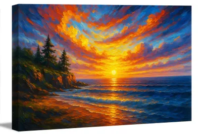 Produktbild von 5074 Leinwandbild Sonnenuntergang Meer 120x80 cm