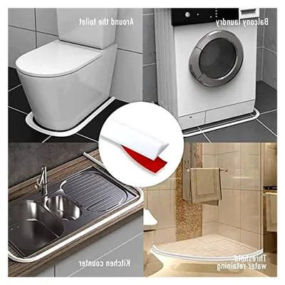 Produktbild von Selbstklebende Schwallschutzleiste für die Dusche, Wassersperre für begehbare Duschen, Duschschwelle für Bad und Küche (Weiß, 100 cm)