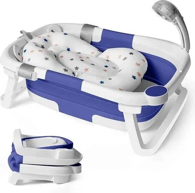 Productafbeelding van Famanu Babybad 3-in-1 - Blauw, met kussen en thermometer