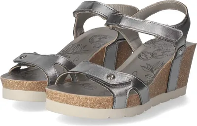 Immagine prodotto di Panama Jack sandali da donna / sandali con zeppa JULIA SHINE argento pelle liscia dimensioni: 42