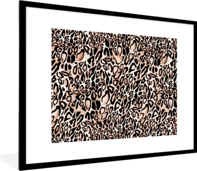 Produktbild von MuchoWow® Gerahmtes Poster Pantherdruck - Flecken - Braun - Schwarz 80x60 cm - Poster mit Schwarzem Bilderrahmen Wandposter Rahmen Foto Bilder - Schlafzimmer-Dekorationen - Fotoposter