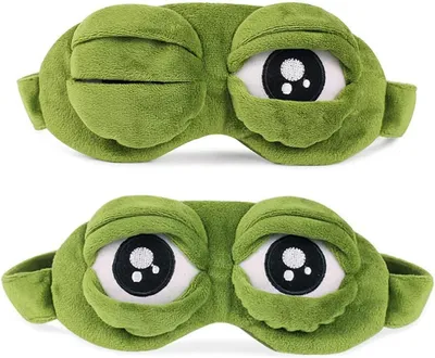 Image de Masque de sommeil en forme de grenouille, en peluche 3D, taille unique, idéal pour le sommeil et les voyages