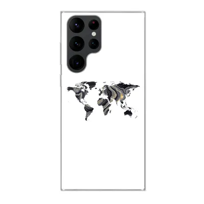 Produktbild von MuchoWow® Handyhülle Schutzhülle Hülle für Samsung Galaxy S22 Ultra Weltkarte - Gold - Linie Silikon Softcase Handy Hülle - Abbildung