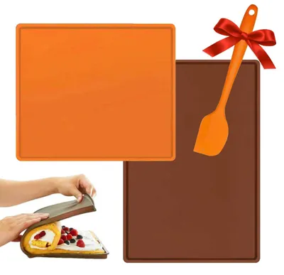 Image de Tapis de cuisson en silicone en deux parties, plaque de cuisson en silicone antiadhésive, plaque de cuisson en silicone antidérapante, tapis de cuisson pour roulé, moule à roulé, moule à gâteau, biscuits et autres gourmandises