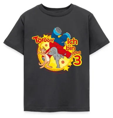 Produktbild von Spreadshirt Benjamin Blümchen Ich Bin Jetzt 3 Kinder T-Shirt, 122/128 (7-8 Jahre), Dunkelgrau