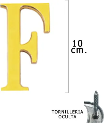 Immagine prodotto di Lettera "F" in ottone da 10 cm. con viti nascoste (1 pezzo in blister)