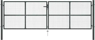 Produktbild von vidaXL Maschen-Gartentor verzinkter Stahl 400 x 125 cm Grau