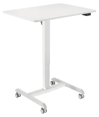 Elektrischer Sitz-Steh-Schreibtisch, Weiß, höhenverstellbar, mit Rollen