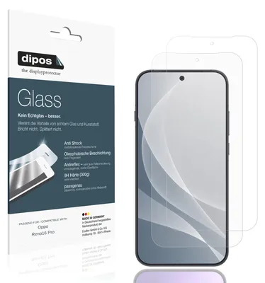 Produktbild von 2x Schutzfolie für Oppo Reno16 Pro matt - Anti-Shock 9H Folie dipos Glass Kunststoffglas