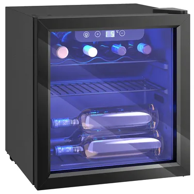 Produktbild von HOMCOM Weinkühlschrank 12 Flaschen 36 Liter Getränkekühlschrank Klein, Schwarz