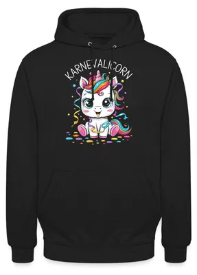 Produktbild von Spreadshirt Karnevalicorn | Einhorn Karneval Party Uni Hoodie, 4XL, Schwarz