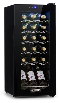 Obrázok produktu pre Klarstein vinotéka, 1 zóna, malá, 50 l, sklenené dvere, 5-18 °C, 18 fliaš