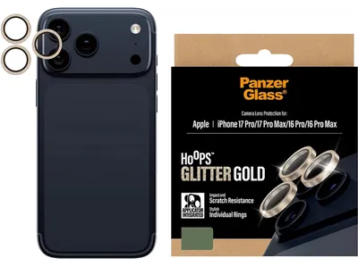 Immagine prodotto di PanzerGlass ® Hoops® Camera Lens Protector Glitter Gold iPhone 17 Pro | iPhone 17 Pro Max | iPhone 16 Pro | 16 Pro Max