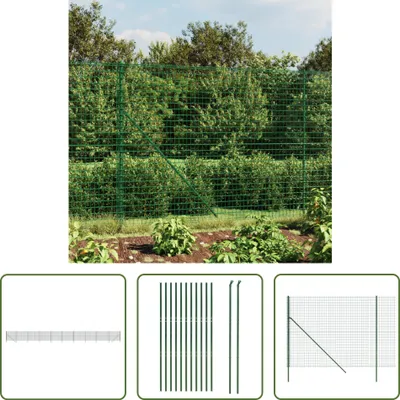 Produktbild von The Living Store Maschendrahtzaun Grün 2,2x25 m Verzinkter Stahl
