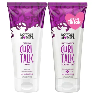 Produktbild von Not Your Mother's Curl Talk Frizz Control Sculpting Gel & Defining Cream (2-Pack) - 6 fl oz - Flexible Hold for Curly - Hair, Moisturize and Protect