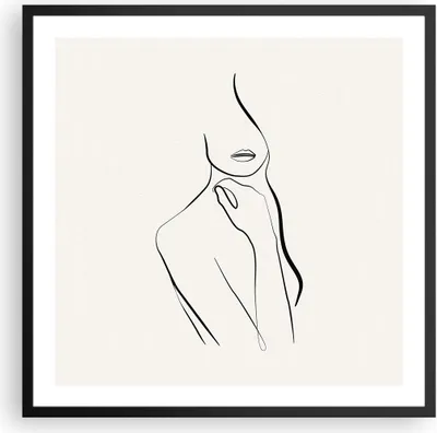 Produktbild von Gerahmtes Poster - Schwarzer Rahmen - Frau Skizze Zeichnung - 60x60 cm - Wand Bild - Wanddeko - Wandbilder - Kunstposter - Wandposter - Bilderrahmen - Bilder - Kunstdruck - P2BAC60x60-5045