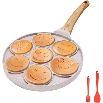 Productafbeelding van Pannenkoekenpan, inductie, anti-aanbaklaag, 7 gaten, wit, geschikt voor inductiekookplaten