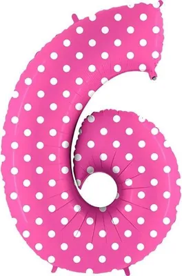 Immagine prodotto di Palloncino in foilNumero 6 Rosa, pois - 102 cm Grabo